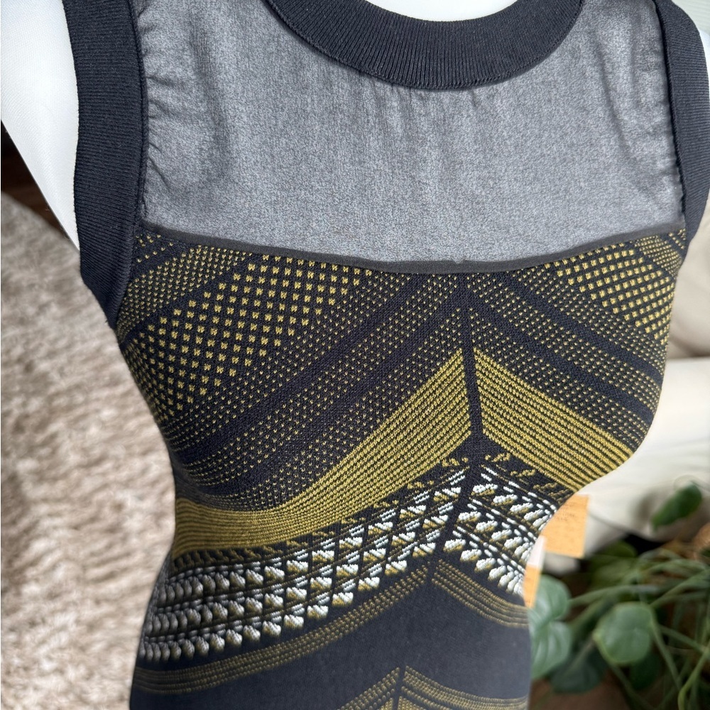 RACHEL Rachel Roy SMALL Black and Green Geometric Midi Dress, NWT - Picture 2 of 11